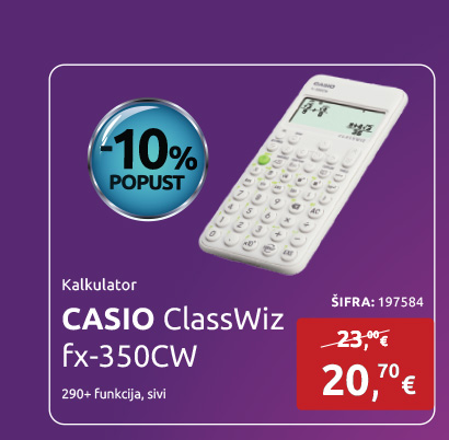 Kalkulator CASIO ClassWiz fx-350CW, 290+ funkcija, sivi