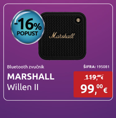 Bluetooth zvučnik MARSHALL Willen II, crno-brončani