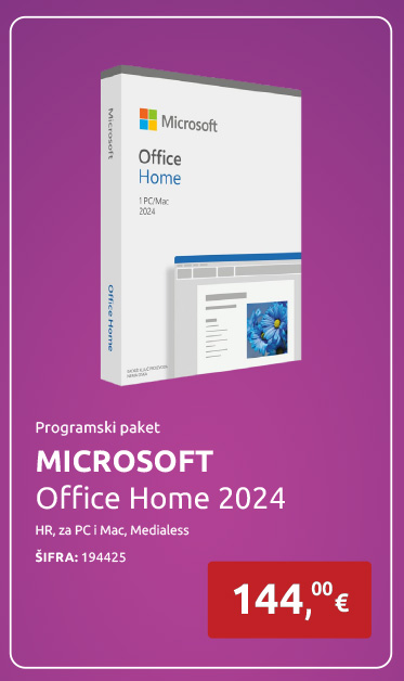 Programski paket MICROSOFT Office Home 2024, HR, za PC i Mac, Medialess, EP2-06832