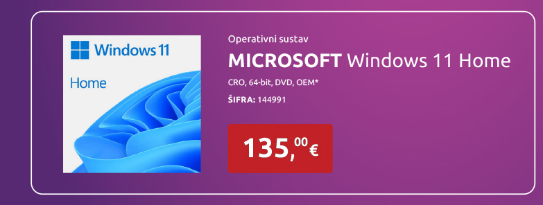 Operativni sustav MICROSOFT Windows 11 Home, CRO, 64-bit, OEM, DVD
