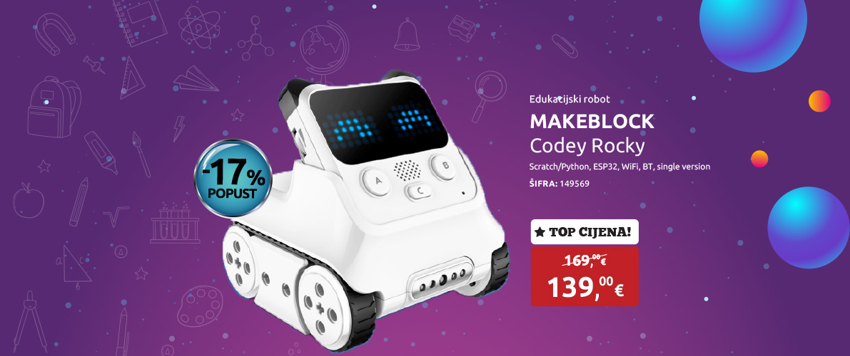 Edukacijski robot MAKEBLOCK Codey Rocky, Scratch/Python, ESP32, WiFi, BT, single version